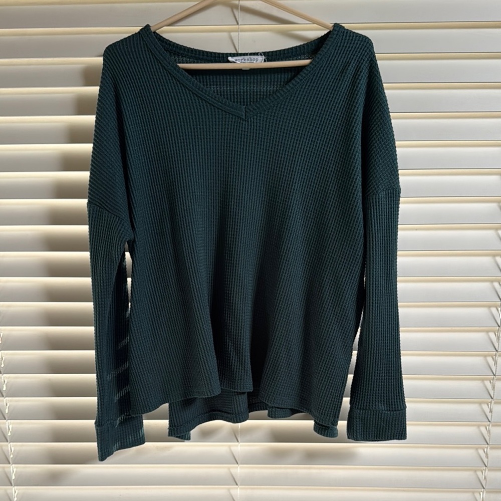 Workshop Republic Clothing Dark Green Crew Neck Sweater